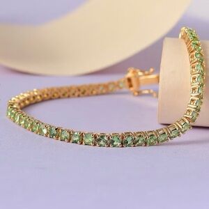 Tsavorite Garnet Tennis Bracelet Vermeil YG Over Sterling Silver8.10cwt, 6.5 in